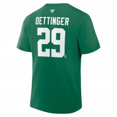 Dallas Stars Jake Oettinger Fanatics Kelly Green Authentic Stack Name & Number T-Shirt