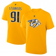 Nashville Predators Steven Stamkos Fanatics Gold Authentic Stack Name & Number T-Shirt