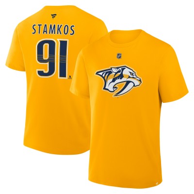 Nashville Predators Steven Stamkos Fanatics Gold Authentic Stack Name & Number T-Shirt