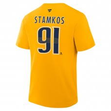 Nashville Predators Steven Stamkos Fanatics Gold Authentic Stack Name & Number T-Shirt