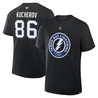 Футболка Tampa Bay Lightning Nikita Kucherov Fanatics Black Authentic Stack Name & Number