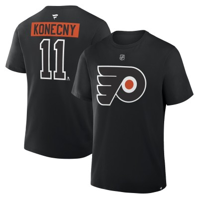 Футболка Philadelphia Flyers Travis Konecny Fanatics Black Authentic Stack Name & Number