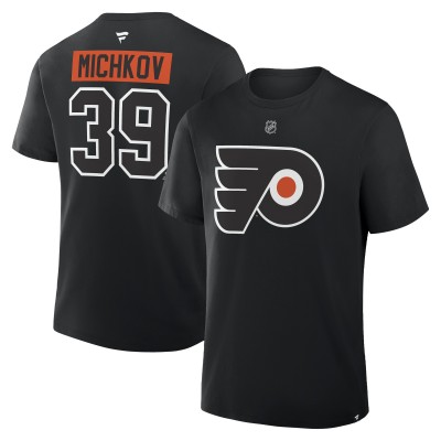 Футболка Philadelphia Flyers Matvei Michkov Fanatics Black Authentic Stack Name & Number