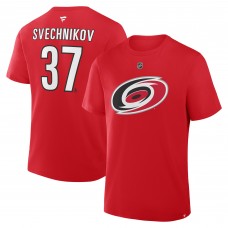 Carolina Hurricanes Andrei Svechnikov Fanatics Red Authentic Stack Name & Number T-Shirt