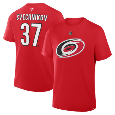 Футболка Carolina Hurricanes Andrei Svechnikov Fanatics Red Authentic Stack Name & Number