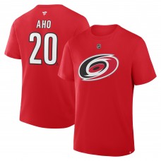 Футболка Carolina Hurricanes Sebastian Aho Fanatics Red Authentic Stack Name & Number