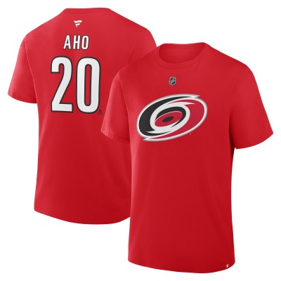 Футболка Carolina Hurricanes Sebastian Aho Fanatics Red Authentic Stack Name & Number