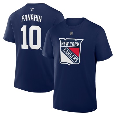 New York Rangers Artemi Panarin Fanatics Navy Authentic Stack Name & Number T-Shirt