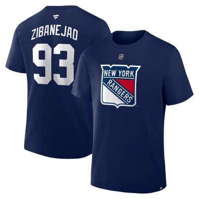 New York Rangers Mika Zibanejad Fanatics Navy Authentic Stack Name & Number T-Shirt