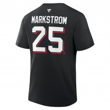 New Jersey Devils Jacob Markstrom Fanatics Black Authentic Stack Name & Number T-Shirt