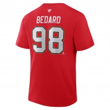 Футболка Chicago Blackhawks Connor Bedard Fanatics Red Centennial Authentic Stack Name & Number
