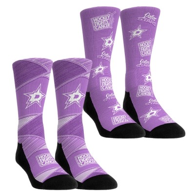 Носки Две пары носков Dallas Stars Rock Em Unisex 2024 Hockey Fights Cancer - Purple