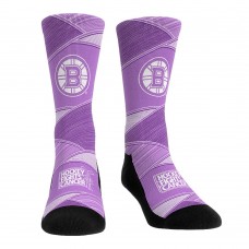 Unisex Boston Bruins Rock Em Socks Purple 2024 Hockey Fights Cancer Two-Pack Crew Socks Set