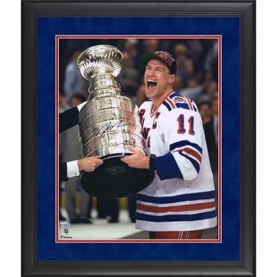 Mark Messier New York Rangers Autographed Fanatics Authentic Framed 16 x 20 Receiving Stanley Cup Photograph