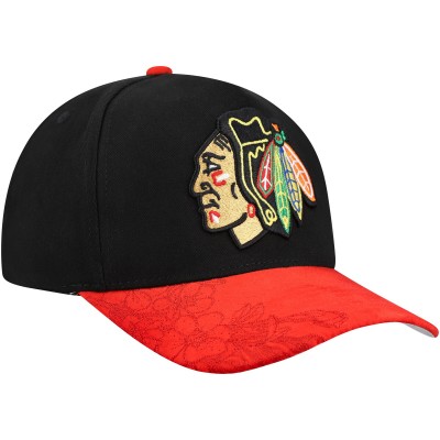 Бейсболка Chicago Blackhawks Mitchell & Ness Black/Red May Flowers Pro Crown