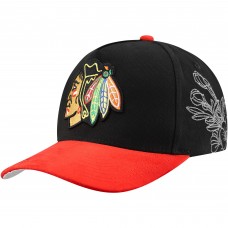 Бейсболка Chicago Blackhawks Mitchell & Ness Black/Red May Flowers Pro Crown