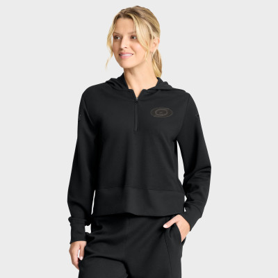 Женская Толстовка Carolina Hurricanes Fanatics Black Authentic Pro Road Tri-Blend Quarter-Zip