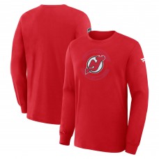 Футболка с длинным рукавом New Jersey Devils Fanatics Red Authentic Pro Property Of Practice
