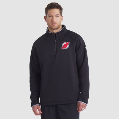 New Jersey Devils Fanatics Black Authentic Pro Rink Raglan Quarter-Zip Pullover