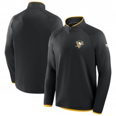 Pittsburgh Penguins Fanatics Black Authentic Pro Rink Raglan Quarter-Zip Pullover
