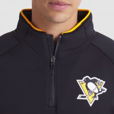 Pittsburgh Penguins Fanatics Black Authentic Pro Rink Raglan Quarter-Zip Pullover
