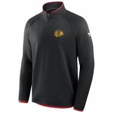 Chicago Blackhawks Fanatics Black Authentic Pro Rink Raglan Quarter-Zip Pullover Chicago Blackhawks Fanatics Black Authentic Pro Rink Raglan Quarter-Zip Pullover