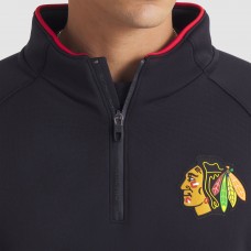 Chicago Blackhawks Fanatics Black Authentic Pro Rink Raglan Quarter-Zip Pullover Chicago Blackhawks Fanatics Black Authentic Pro Rink Raglan Quarter-Zip Pullover