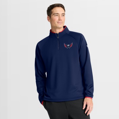Washington Capitals Fanatics Navy Authentic Pro Rink Raglan Quarter-Zip Pullover