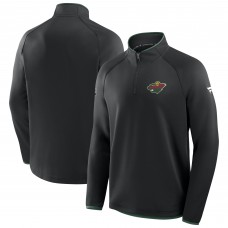 Minnesota Wild Fanatics Black Authentic Pro Rink Raglan Quarter-Zip Pullover
