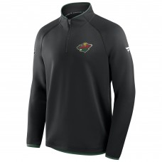 Minnesota Wild Fanatics Black Authentic Pro Rink Raglan Quarter-Zip Pullover