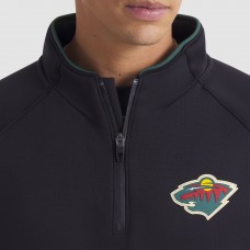 Minnesota Wild Fanatics Black Authentic Pro Rink Raglan Quarter-Zip Pullover