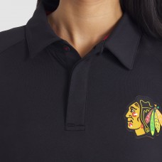 Поло Chicago Blackhawks Fanatics Black Authentic Pro Rink Raglan Поло Chicago Blackhawks Fanatics Black Authentic Pro Rink Raglan