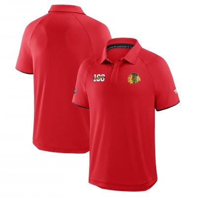 Поло Chicago Blackhawks Fanatics Red Authentic Pro Rink Centennial Raglan