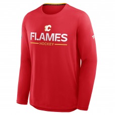 Calgary Flames Fanatics Red Authentic Pro Rink Tech Long Sleeve T-Shirt