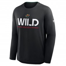 Футболка с длинным рукавом Minnesota Wild Fanatics Black Authentic Pro Rink Tech