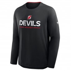 Футболка с длинным рукавом New Jersey Devils Fanatics Black Authentic Pro Rink Tech