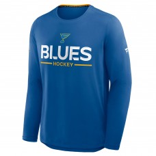 St. Louis Blues Fanatics Blue Authentic Pro Rink Tech Long Sleeve T-Shirt