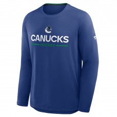 Vancouver Canucks Fanatics Blue Authentic Pro Rink Tech Long Sleeve T-Shirt