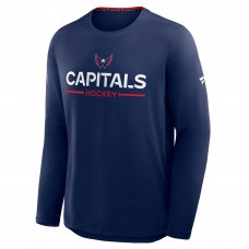 Футболка с длинным рукавом Washington Capitals Fanatics Navy Authentic Pro Rink Tech