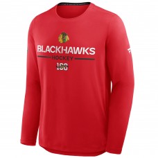 Футболка с длинным рукавом Chicago Blackhawks Fanatics Red Authentic Pro Centennial Rink Tech Футболка с длинным рукавом Chicago Blackhawks Fanatics Red Authentic Pro Centennial Rink Tech