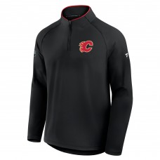 Calgary Flames Fanatics Black Authentic Pro Rink Training Quarter-Zip Pullover