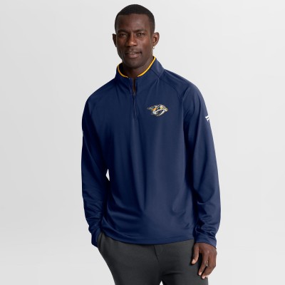 Nashville Predators Fanatics Navy Authentic Pro Rink Training Quarter-Zip Pullover