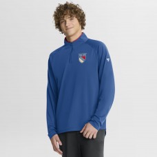New York Rangers Fanatics Blue Authentic Pro Rink Training Centennial Raglan Quarter-Zip Pullover New York Rangers Fanatics Blue Authentic Pro Rink Training Centennial Raglan Quarter-Zip Pullover
