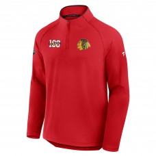 Chicago Blackhawks Fanatics Red Authentic Pro Rink Training Centennial Raglan Quarter-Zip Pullover Chicago Blackhawks Fanatics Red Authentic Pro Rink Training Centennial Raglan Quarter-Zip Pullover