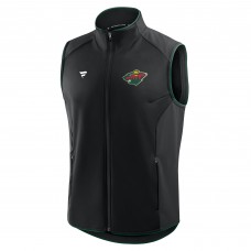 Minnesota Wild Fanatics Black Authentic Pro Rink Full-Zip Vest
