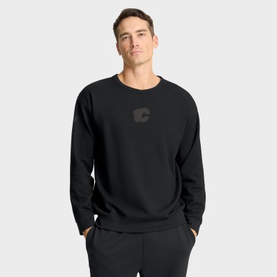 Calgary Flames Fanatics Black Authentic Pro Road Tri-Blend Sweatshirt