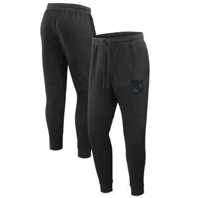 New York Rangers Fanatics Black Authentic Pro Road Tri-Blend Joggers