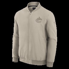 Vancouver Canucks Fanatics Tan Authentic Pro Road Lightweight Full-Zip Bomber Jacket