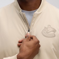 Vancouver Canucks Fanatics Tan Authentic Pro Road Lightweight Full-Zip Bomber Jacket