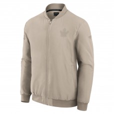 Toronto Maple Leafs Fanatics Tan Authentic Pro Road Lightweight Full-Zip Bomber Jacket
